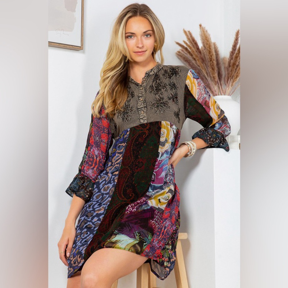 Multicolor Bohemian Patchwork Dress